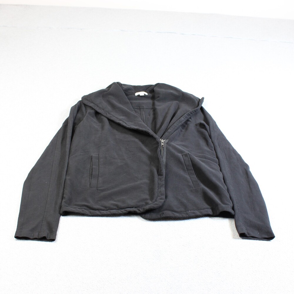 James Perse Standard Jacket Women 2 Black Estilo Open Collar Cardigan Made USA